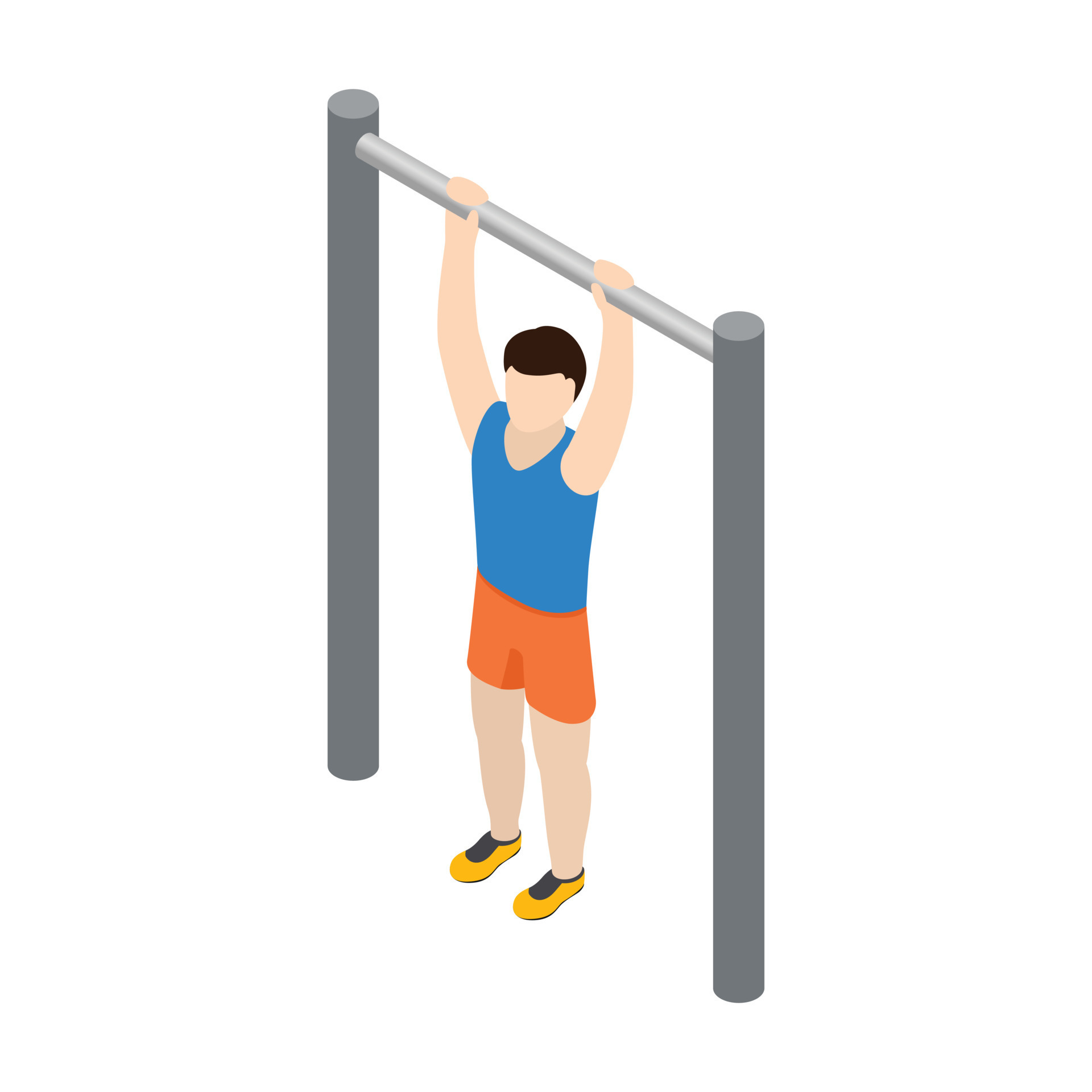 hombre haciendo icono de pull-up, estilo isométrico 3d 14210210 Vector