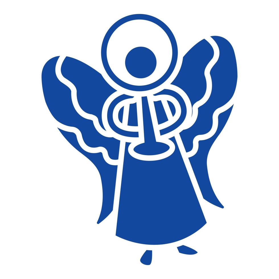 Blue xmas angel icon, simple style vector