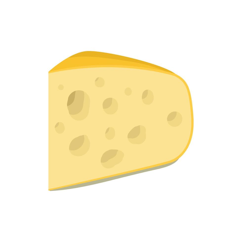 Triangular piece of cheese icon, cartoon style vector