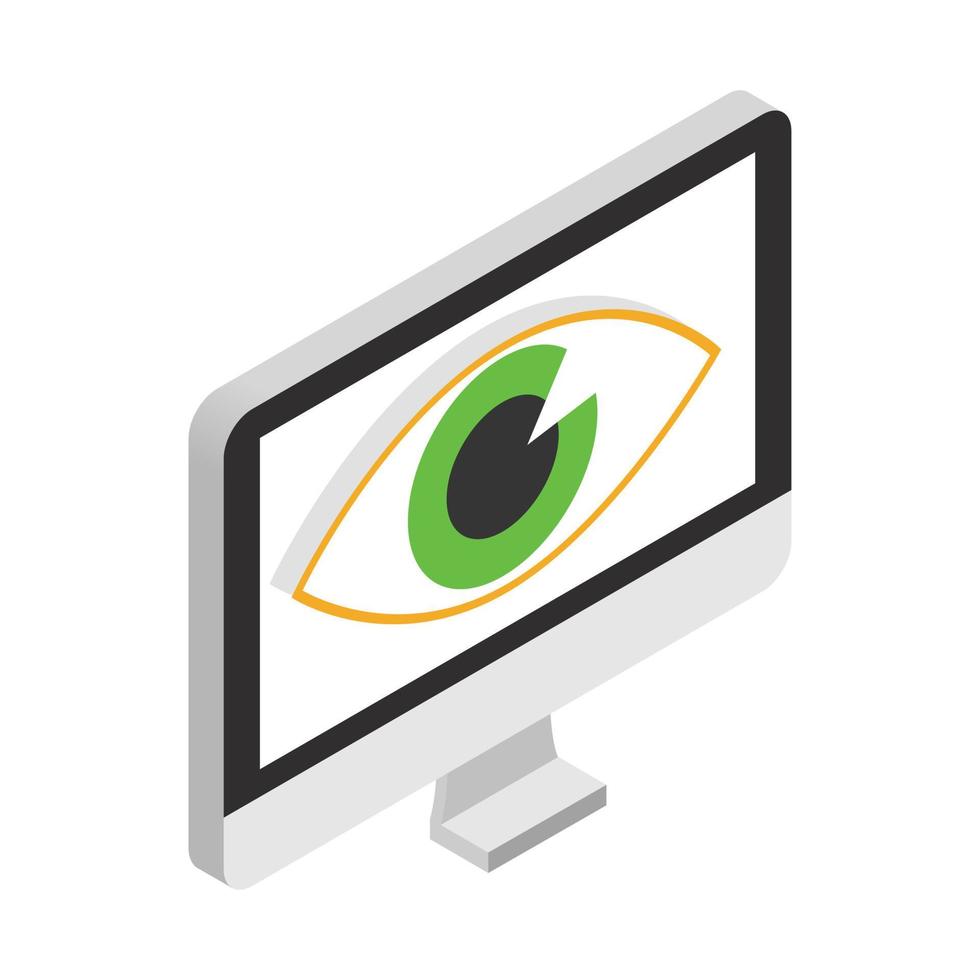 Monitor with eye isometric 3d icon vector