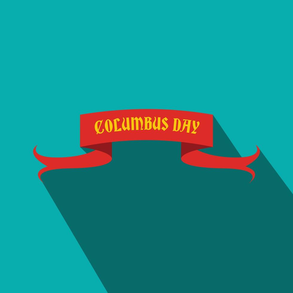 Columbus Day ribbon flat icon vector