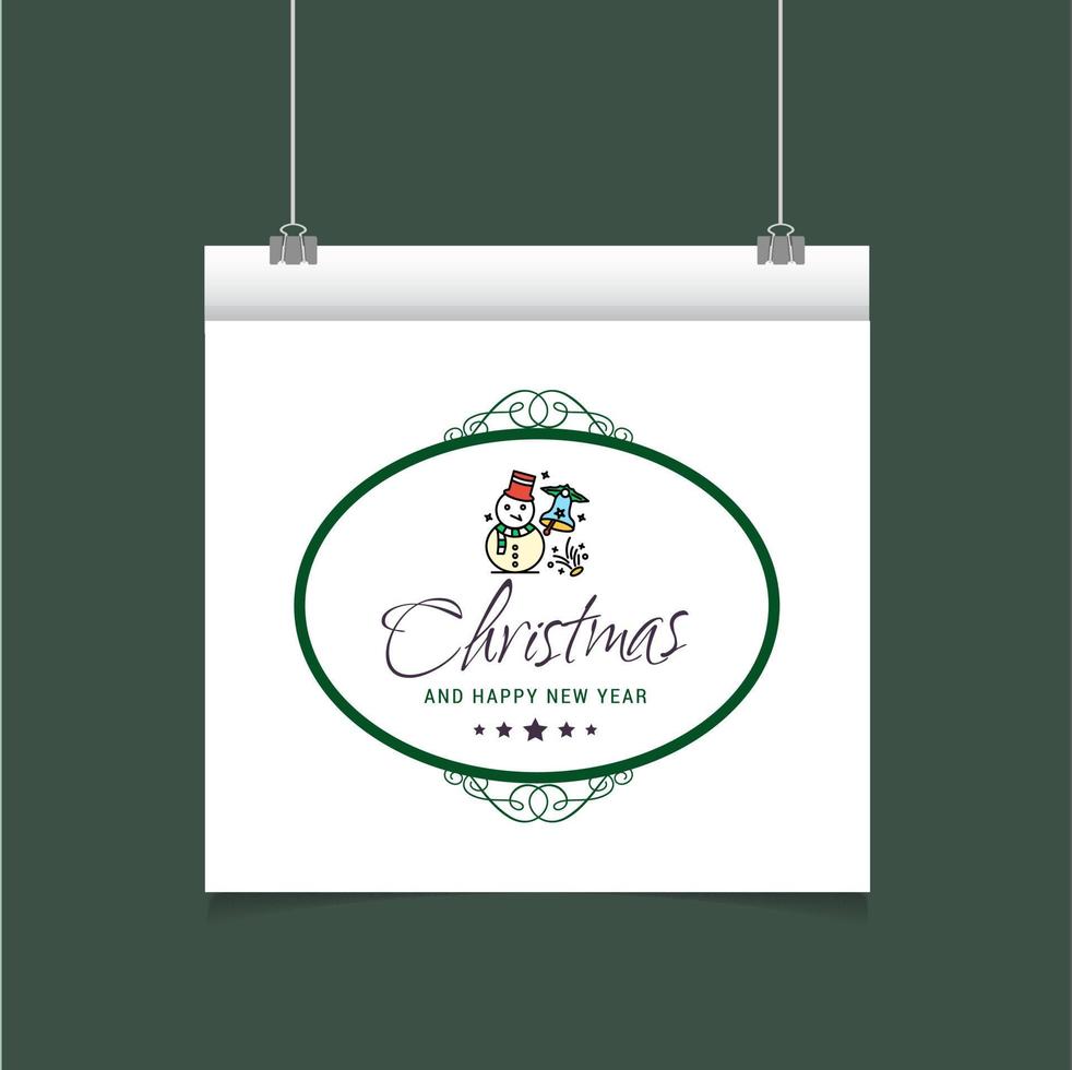 Christmas card design with elegant design and green background vector