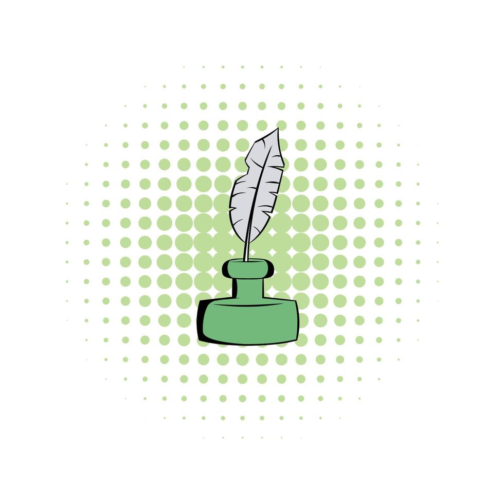 Feather and ink bottle icon vector