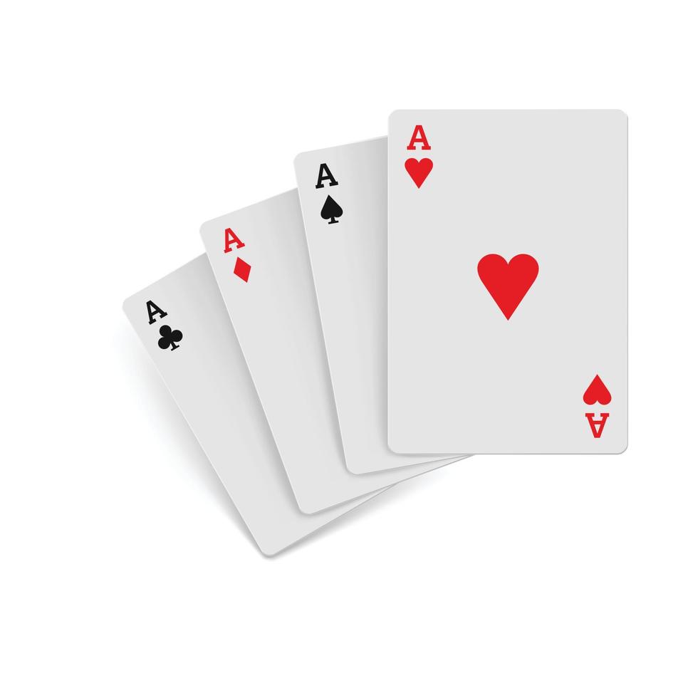 Four aces playing cards icon, realistic style vector