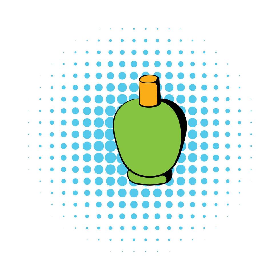 Green cosmetic bottle icon, comics style vector