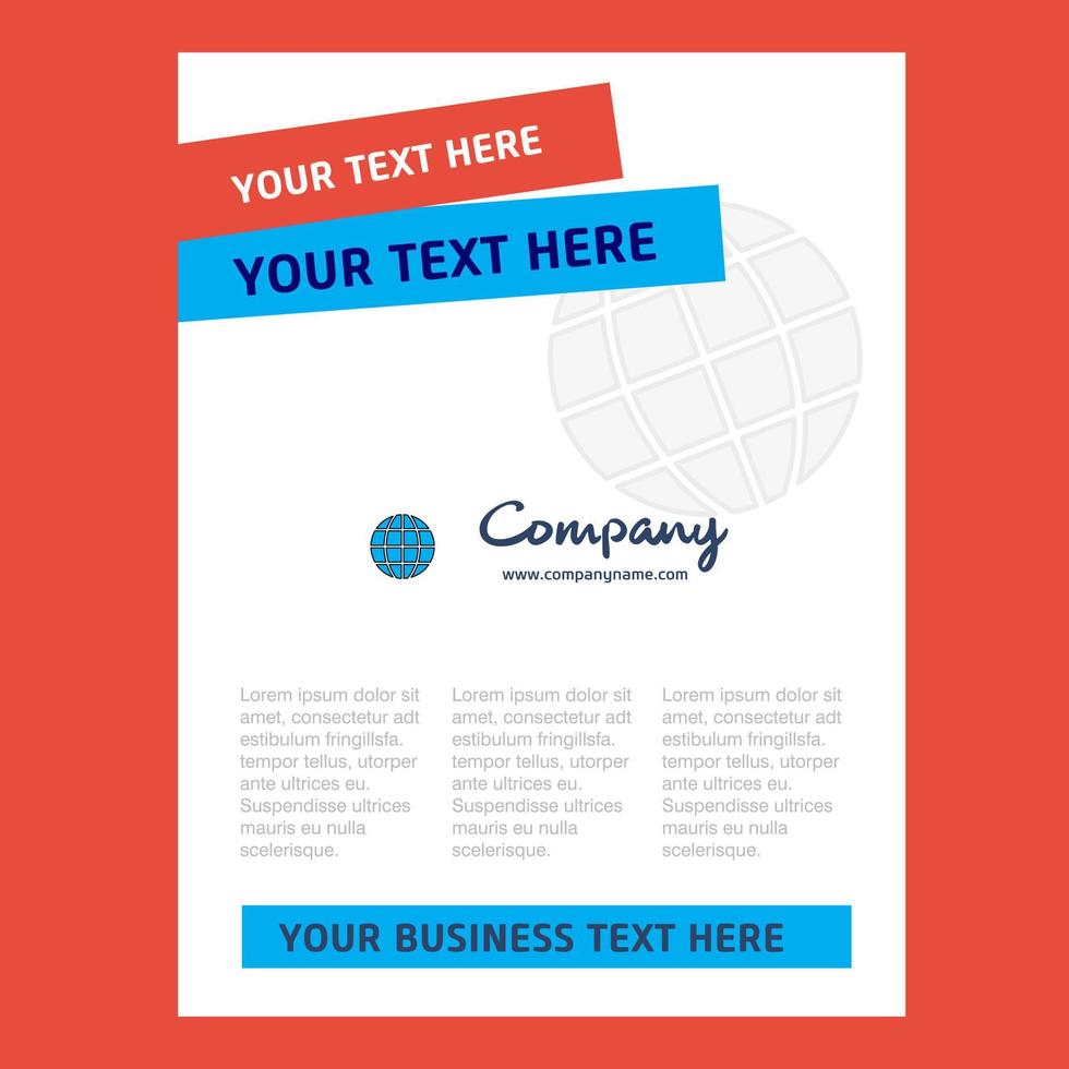 Globe Title Page Design for Company profile annual report presentations leaflet Brochure Vector Background