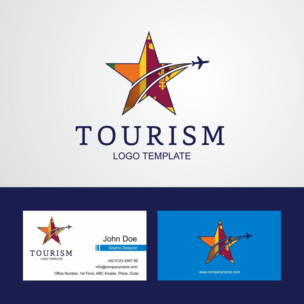 logotipo de estrella creativa de bandera de sri lanka de viaje y diseño de tarjeta de visita vector