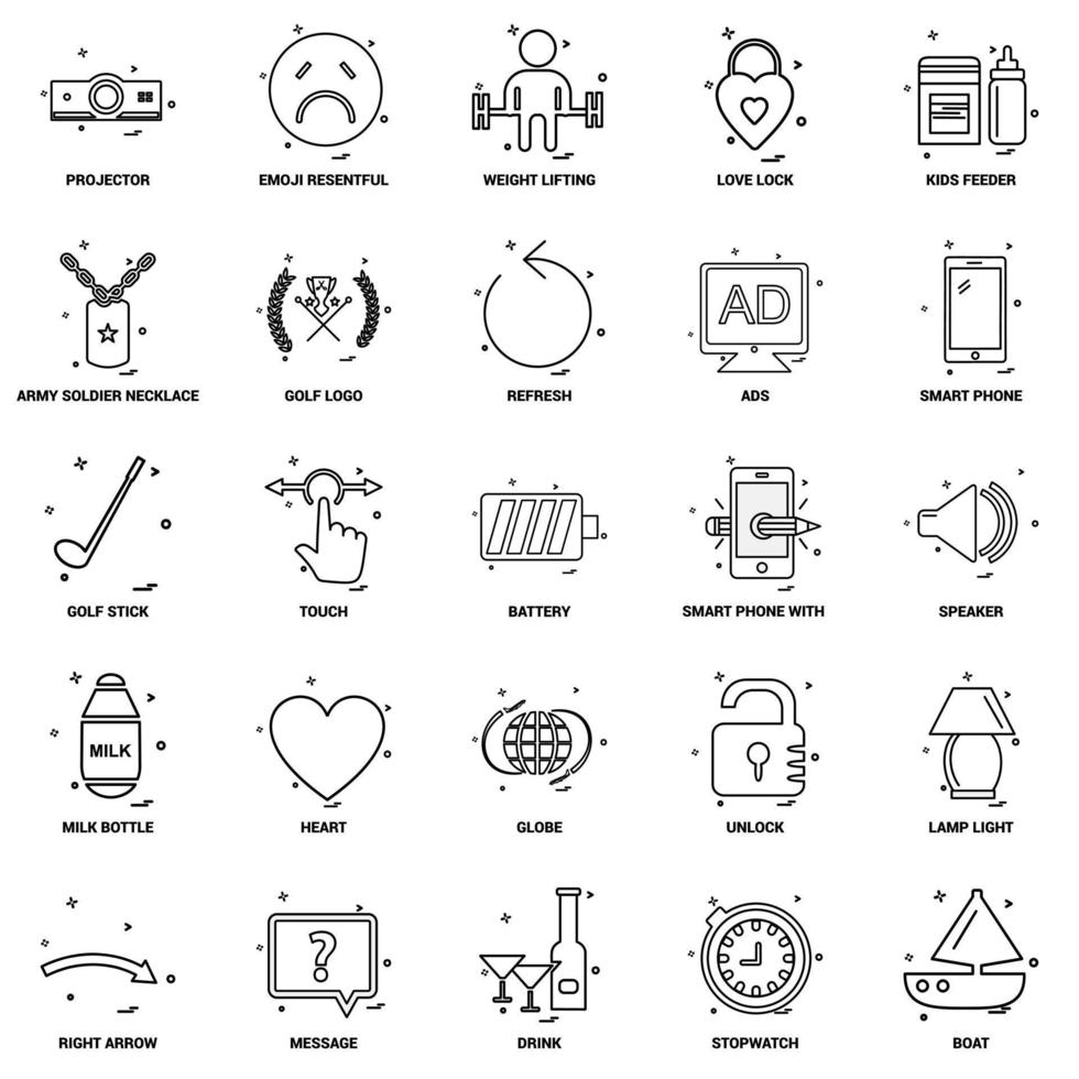 25 Business Concept Mix Line Icon set vector