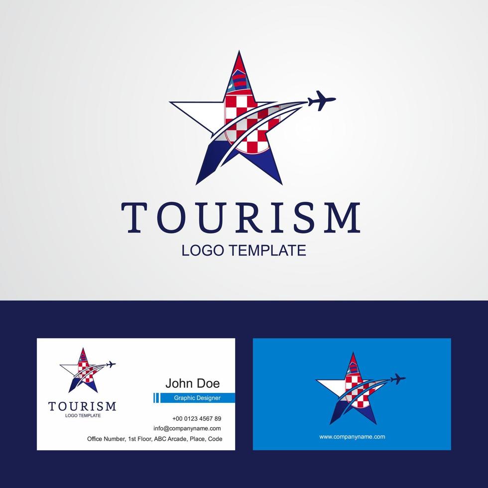 logotipo de estrella creativa de bandera de croacia de viaje y diseño de tarjeta de visita vector