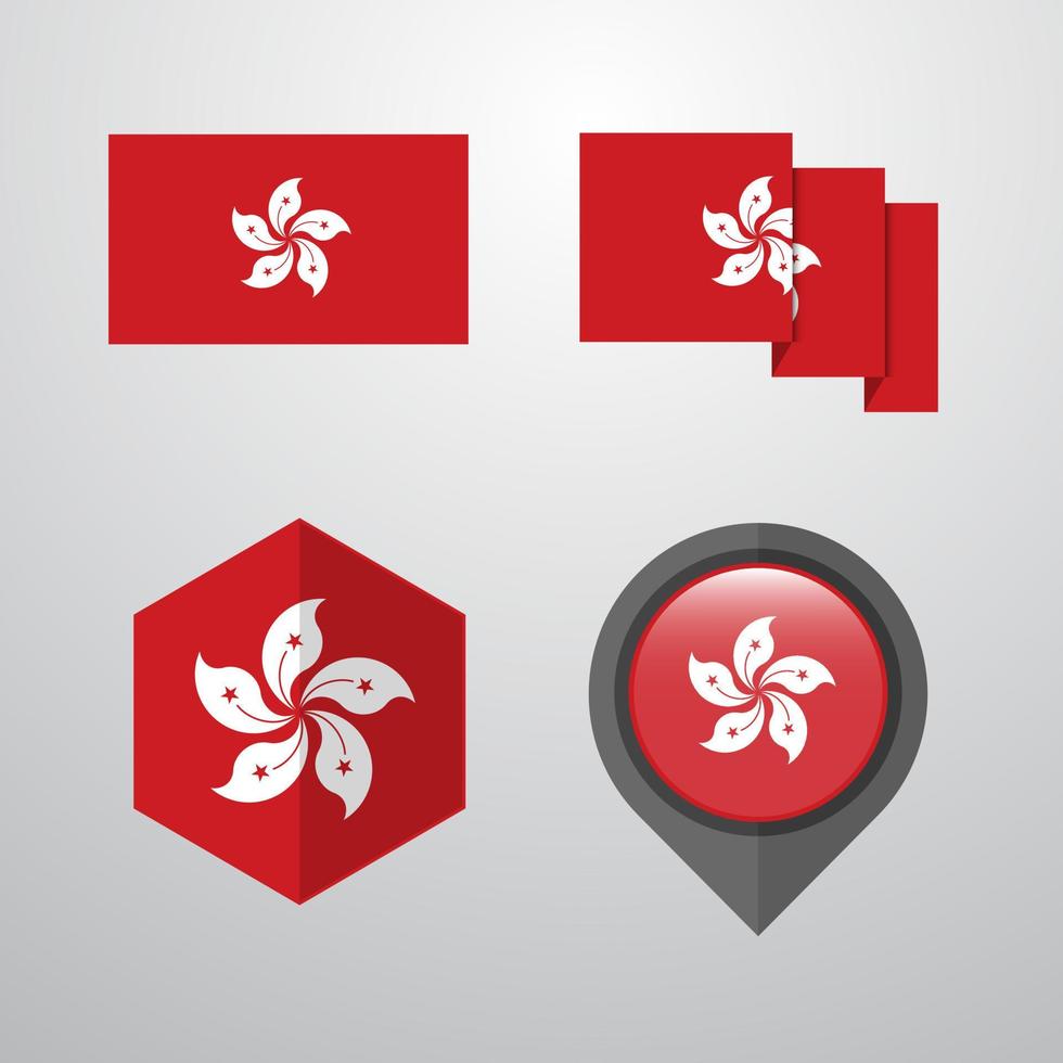 Hongkong flag design set vector