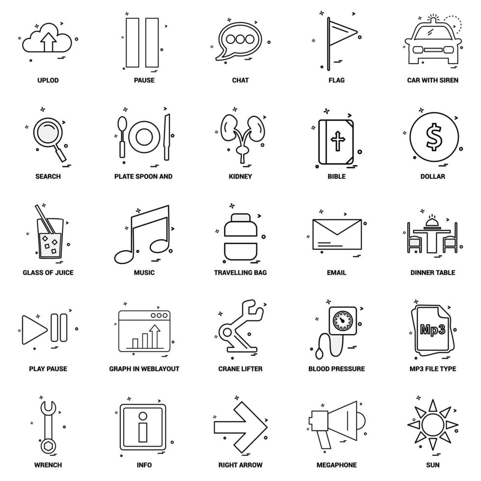 25 conjunto de iconos de línea de mezcla de concepto de negocio vector