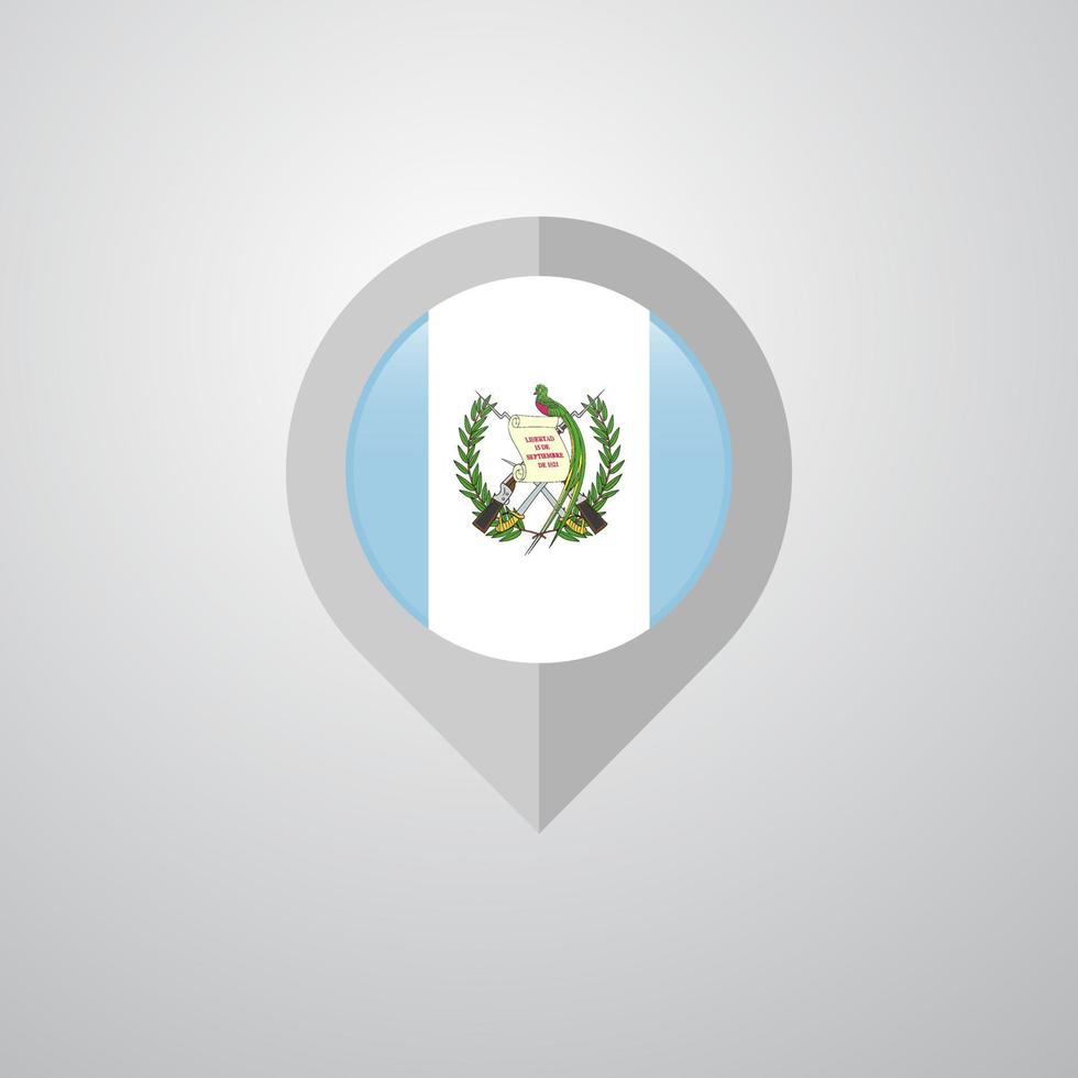 puntero de navegación del mapa con el vector de diseño de la bandera de guatemala