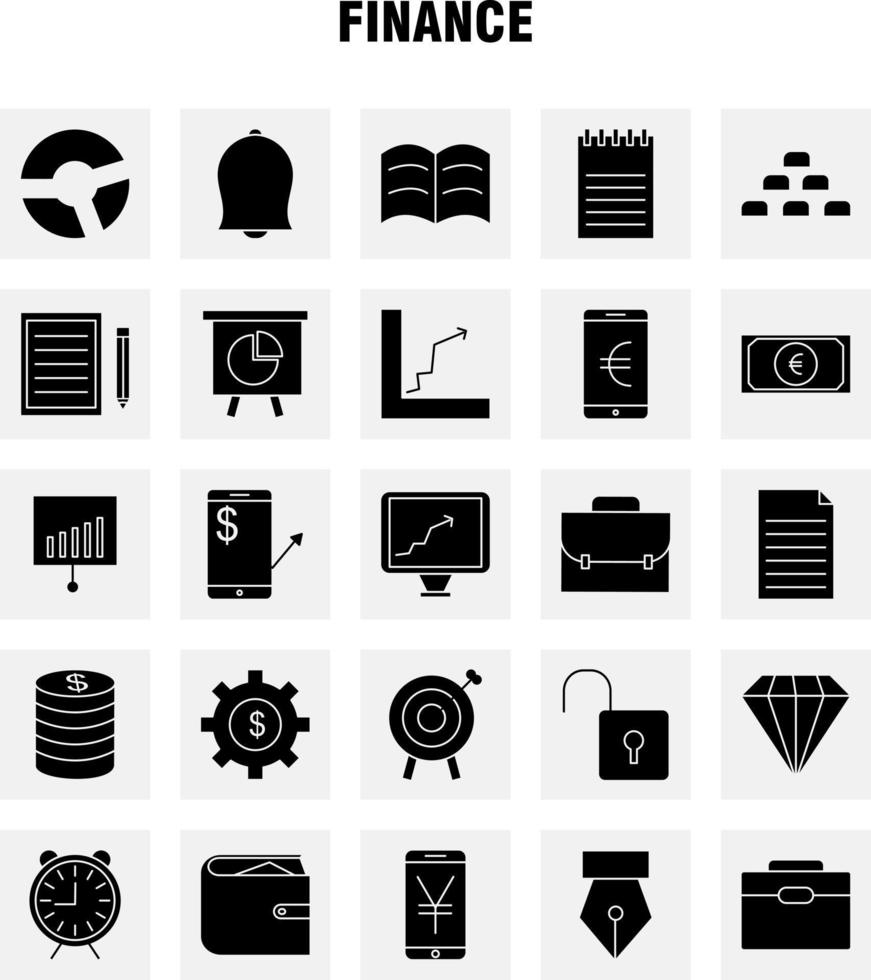 Finance Solid Glyph Icons Set For Infographics Mobile UXUI Kit And Print Design Include Dollar Money Note Rupees Divide Math Plus Minus Collection Modern Infographic Logo and Pictogram vector
