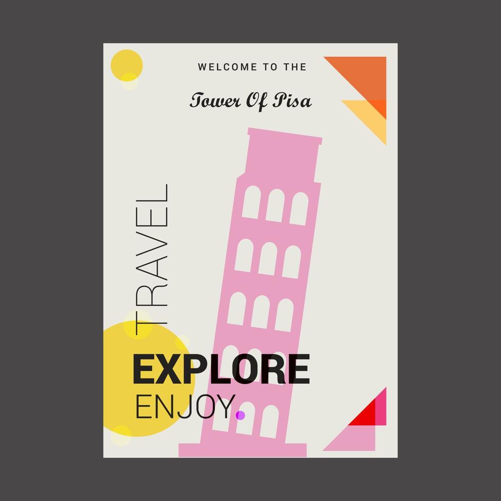 bienvenido a la torre de pisa italia explore travel enjoy poster template vector