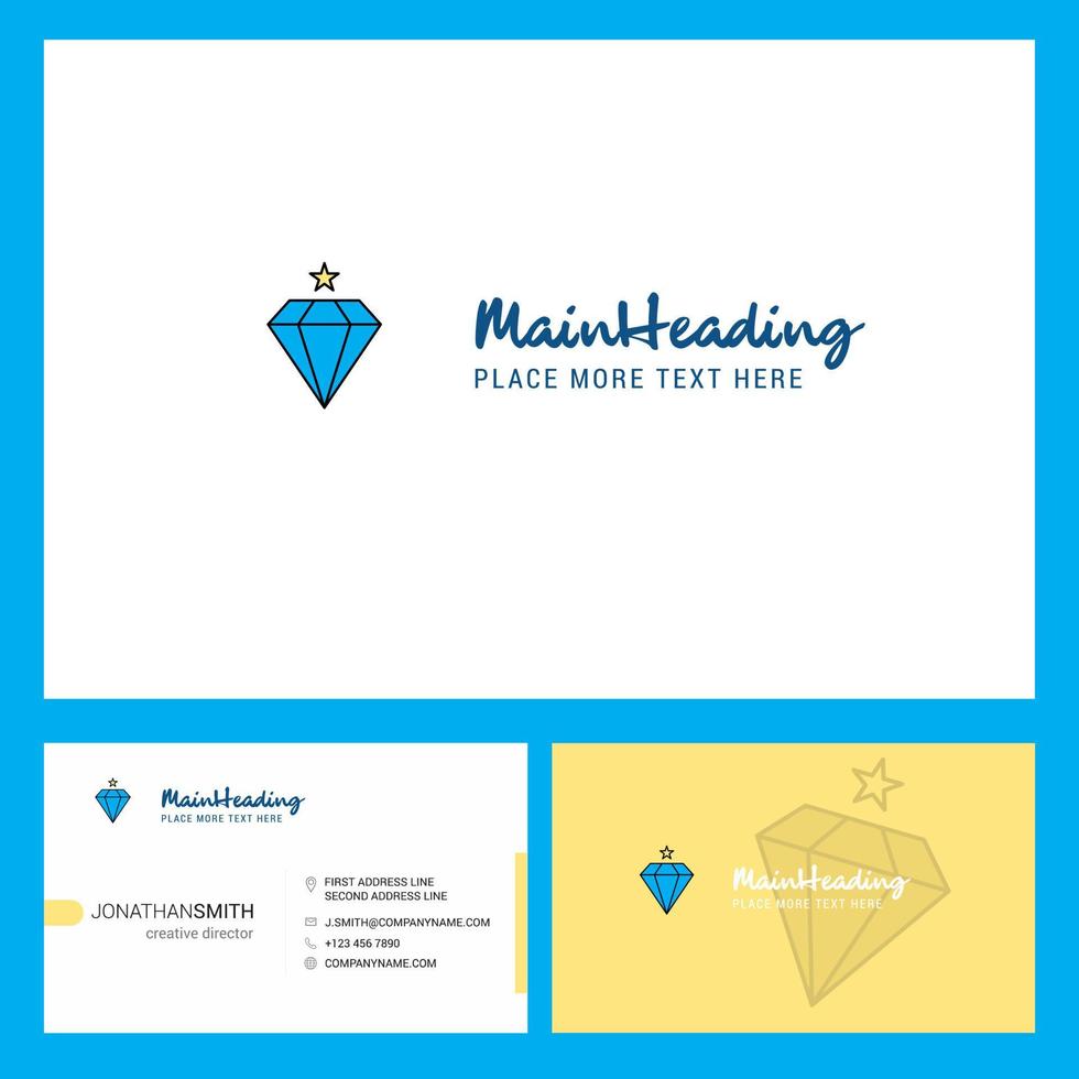 diseño de logotipo de diamante con eslogan diseño creativo de vector de plantilla de tarjeta de negocios frontal y posterior