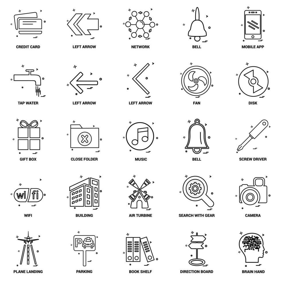 25 Business Concept Mix Line Icon set vector