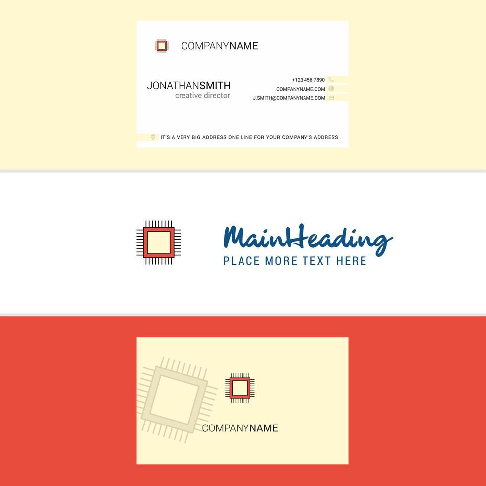 Beautiful Processor Logo and business card vertical Design Vector