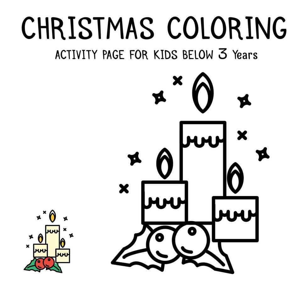 Libro de actividades navideñas para colorear para niños menores de 3 años vector