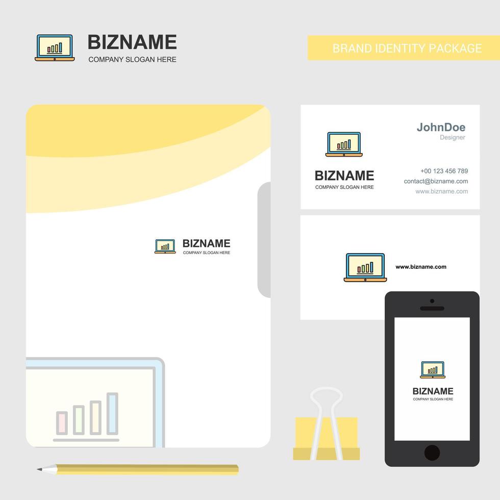 Laptop Business Logo File Cover Visiting Card and Mobile App Design Vector Illustration