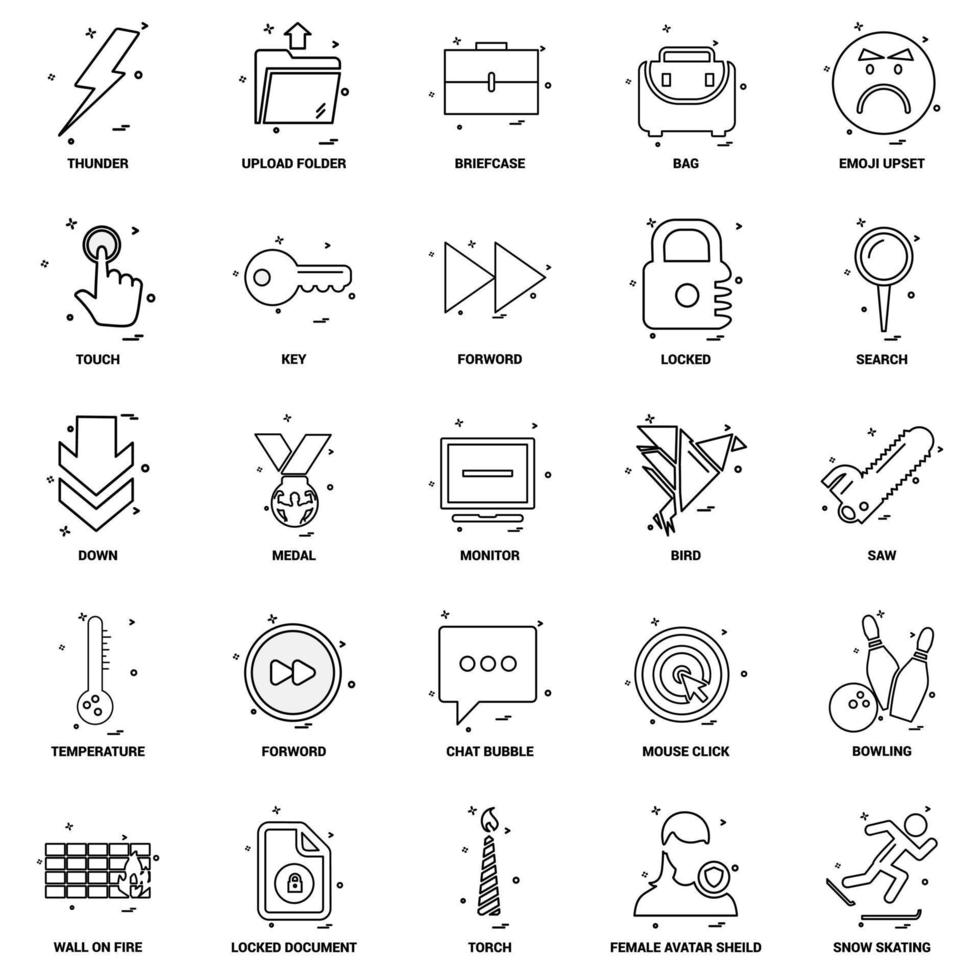 25 Business Concept Mix Line Icon set vector