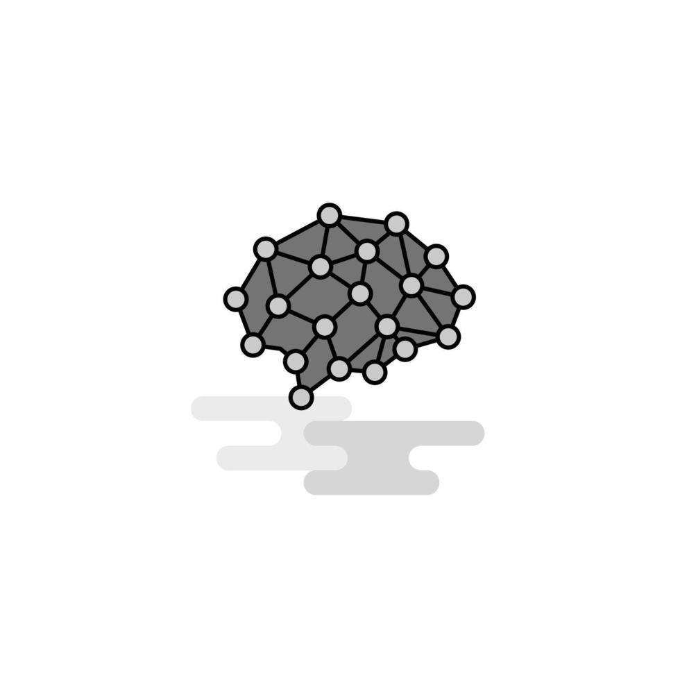 Brain Web Icon Flat Line Filled Gray Icon Vector