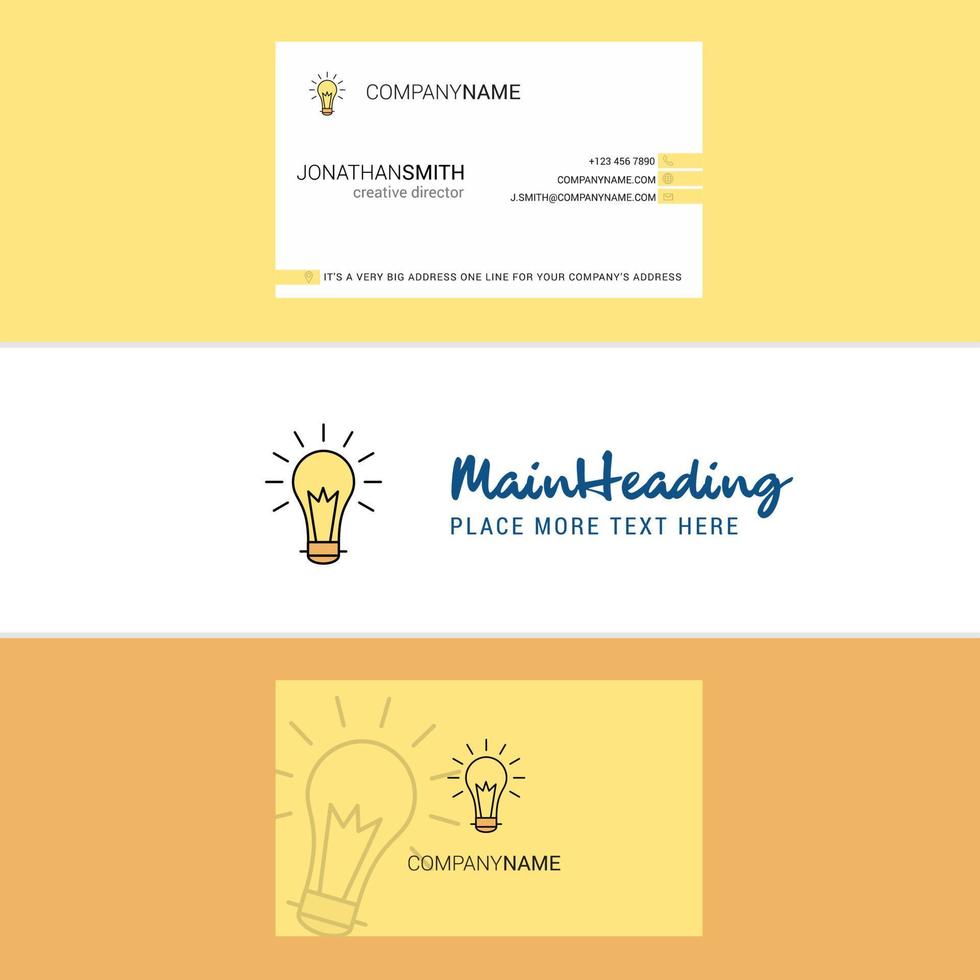 Beautiful Bulb Logo and business card vertical Design Vector