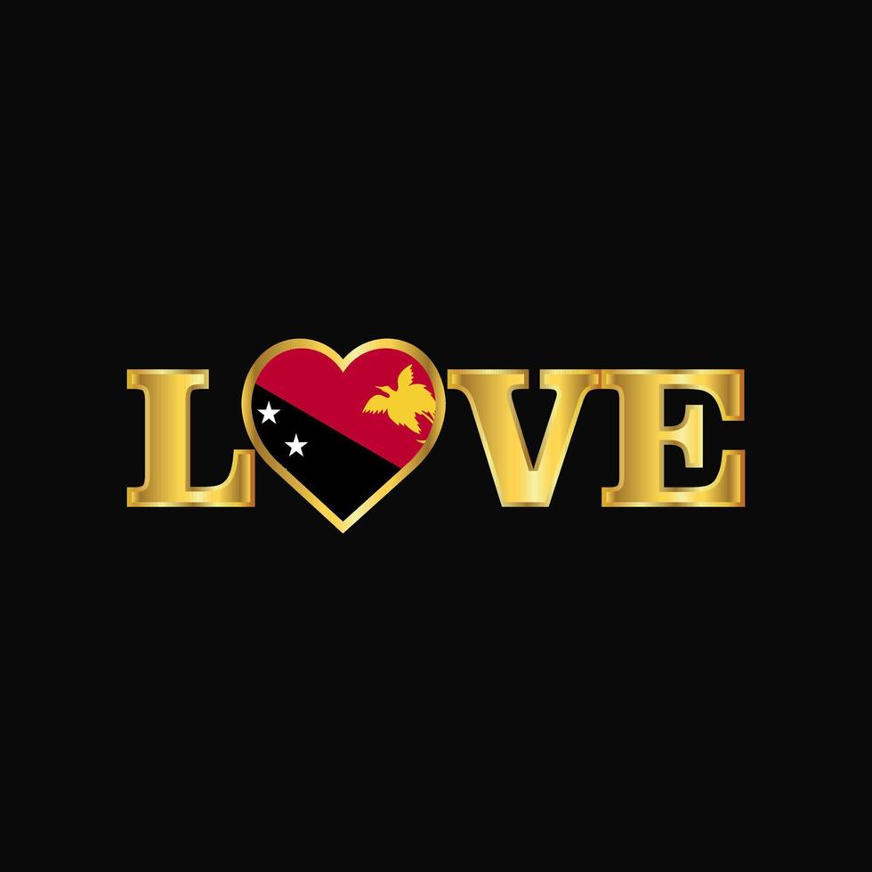 Golden Love typography Papua New Guinea flag design vector