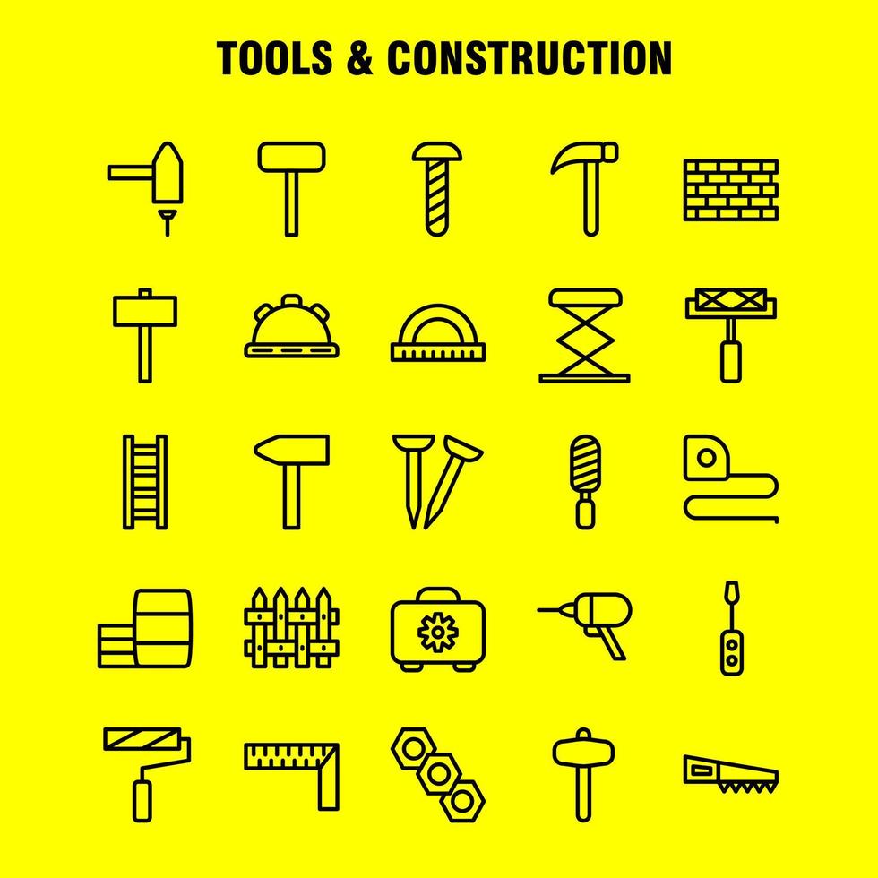 Tools And Construction Line Icon Pack For Designers And Developers Icons Of Box Case Cog Construction Construction Measure Tape Tape Vector