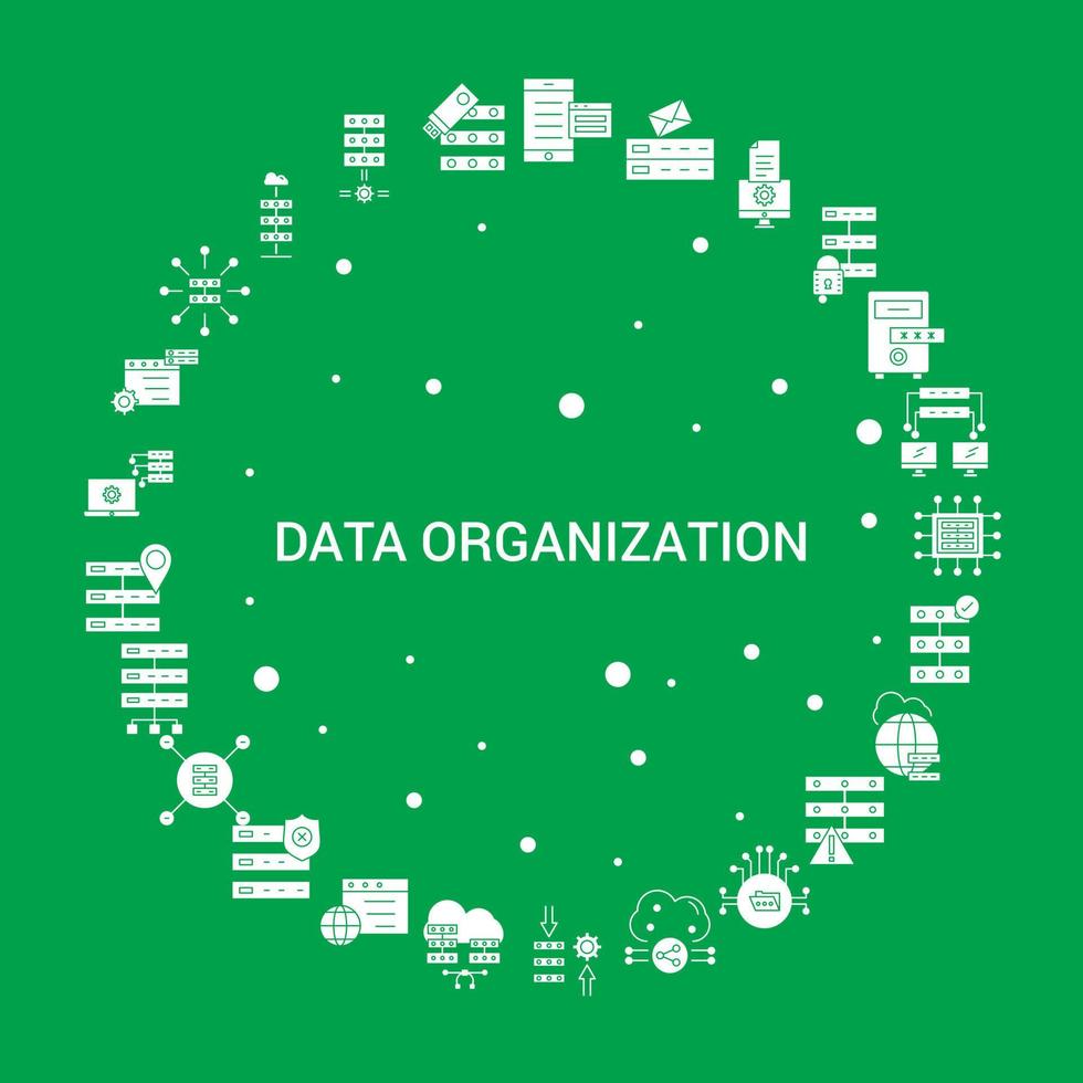 Data Organization Icon Set Infographic Vector Template