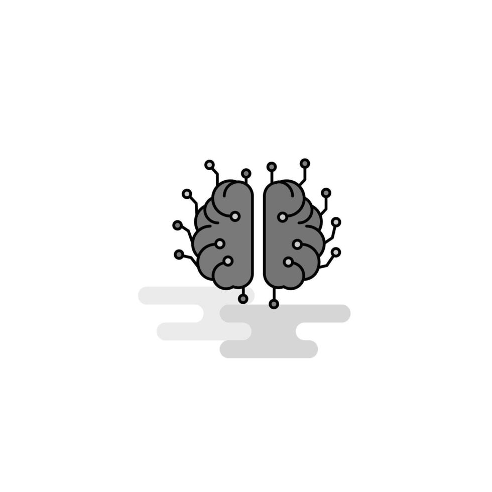 Brain processor Web Icon Flat Line Filled Gray Icon Vector