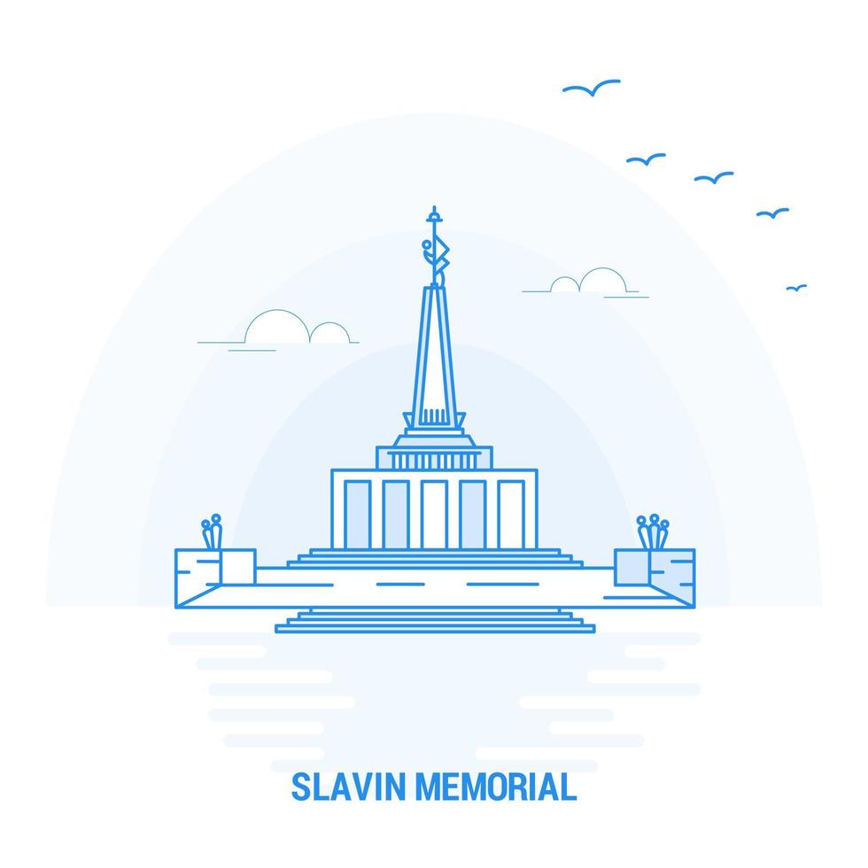 slavin memorial blue landmark fondo creativo y plantilla de póster vector