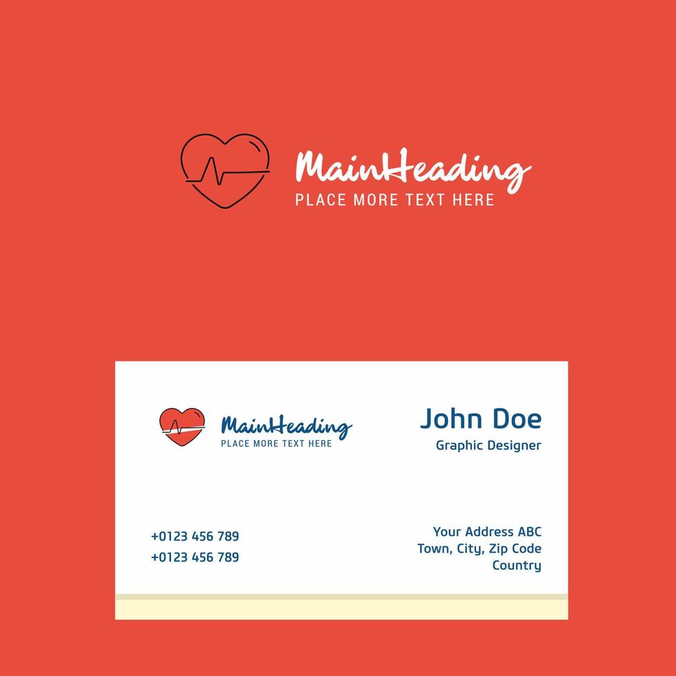 Heart beat logo Design with business card template Elegant corporate identity Vector