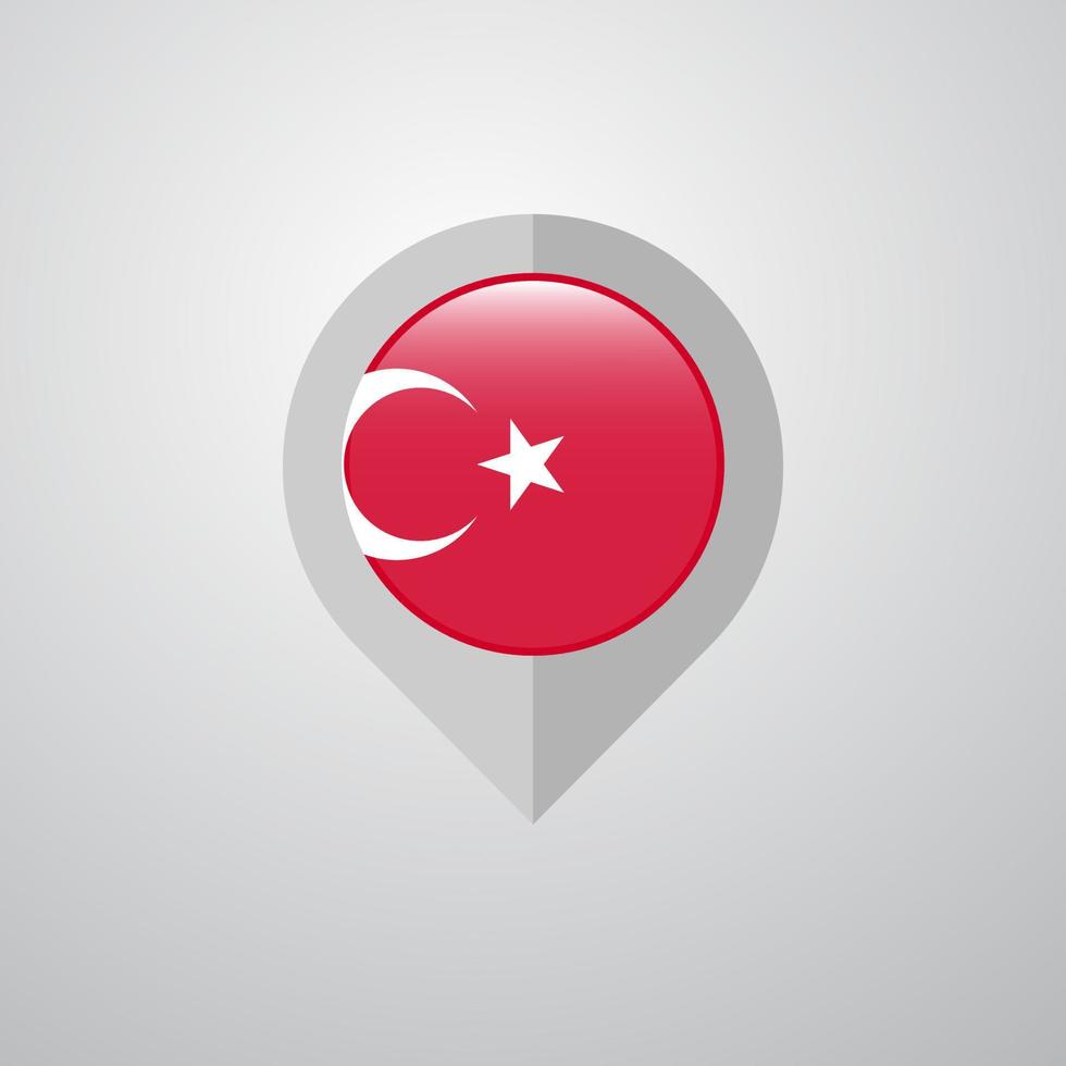 puntero de navegación de mapa con vector de diseño de bandera de turquía