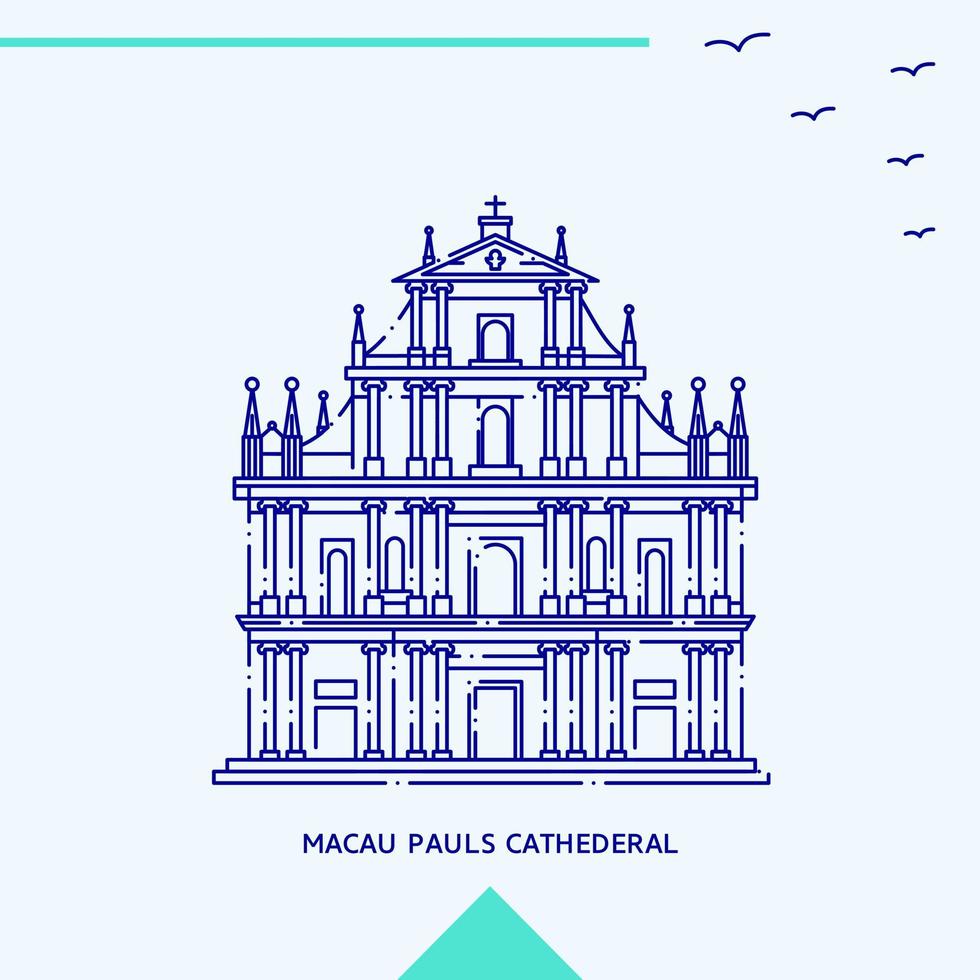 MACAU PAULS CATHEDERAL skyline vector illustration