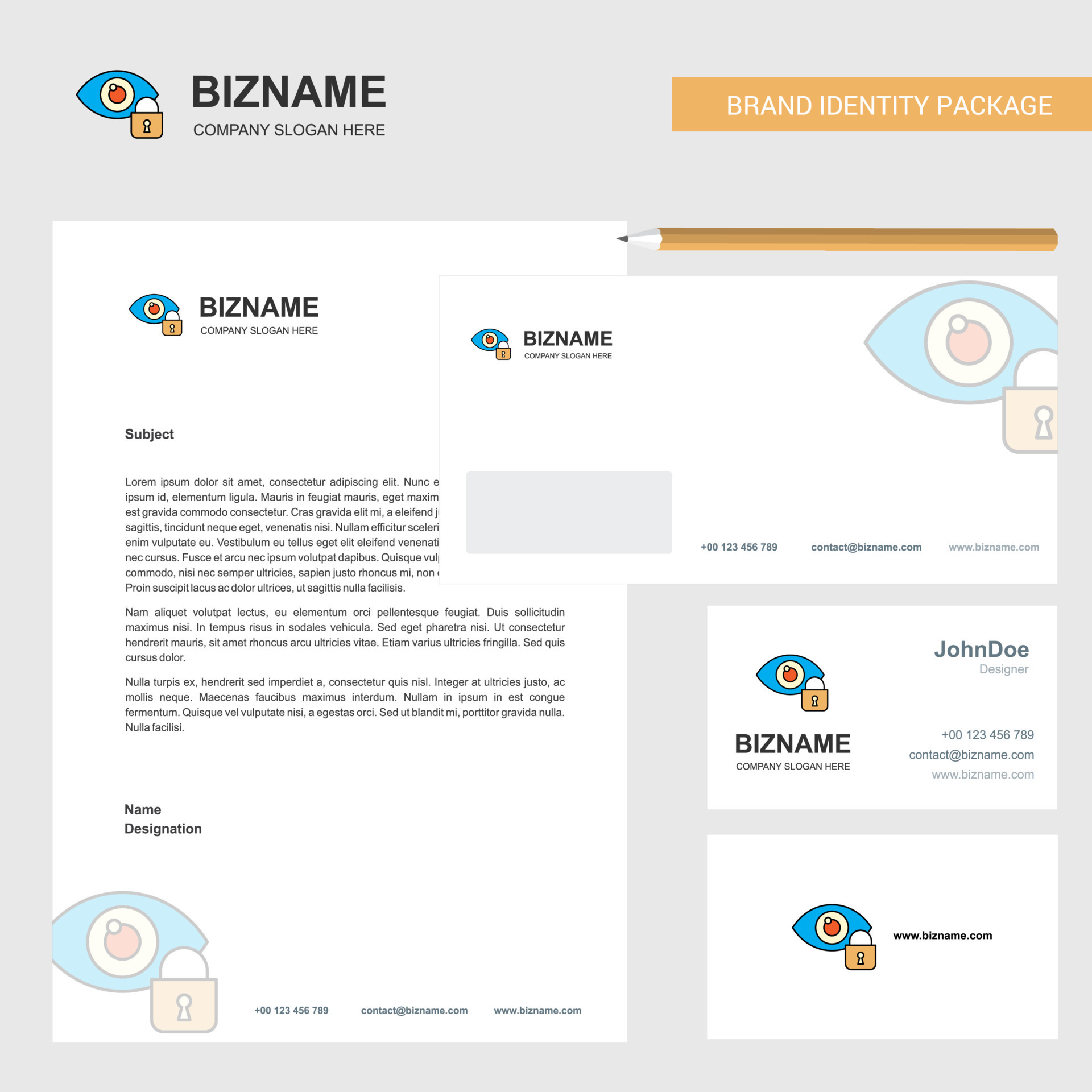 Eye locked Business Letterhead Envelope and visiting Card Design vector