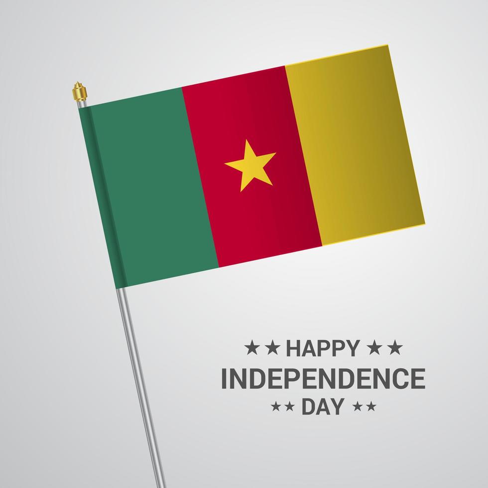 Cameroon Independence day typographic design with flag vector