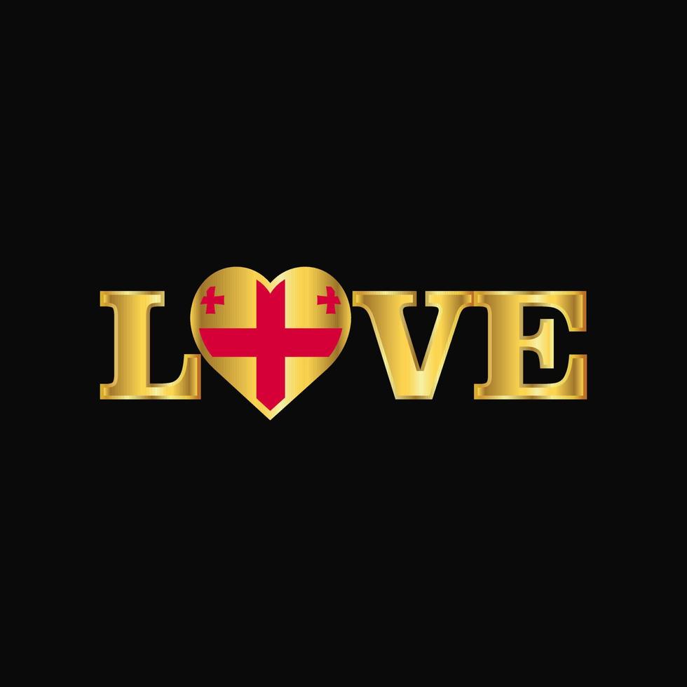 Golden Love typography Georgia flag design vector