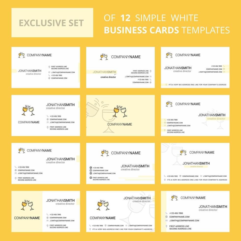 Set of 12 Cheers Creative Busienss Card Template Editable Creative logo and Visiting card background vector