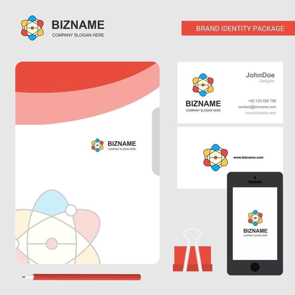 Nuclear Business Logo File Cover Visiting Card and Mobile App Design Vector Illustration
