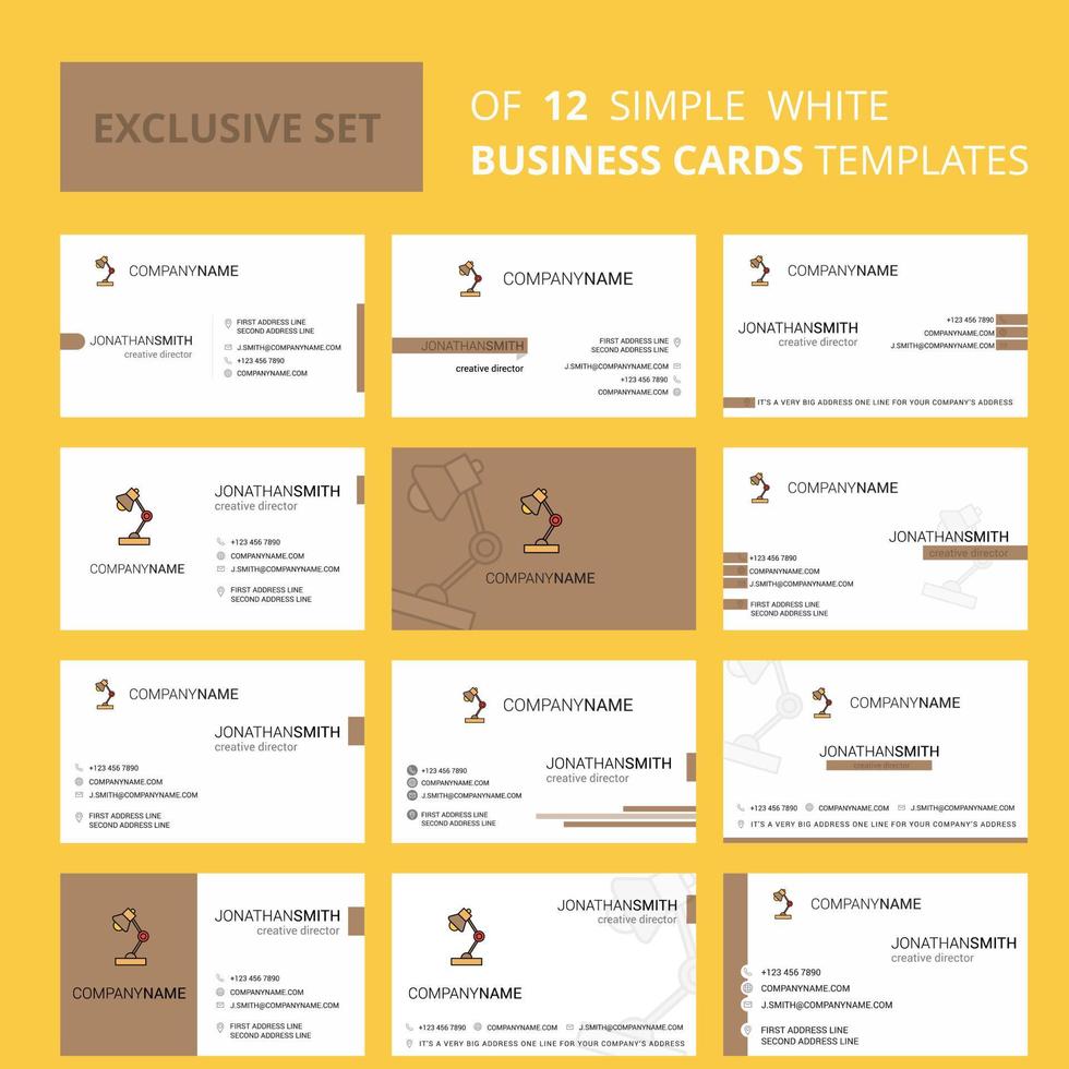 Set of 12 Lamp Creative Busienss Card Template Editable Creative logo and Visiting card background vector