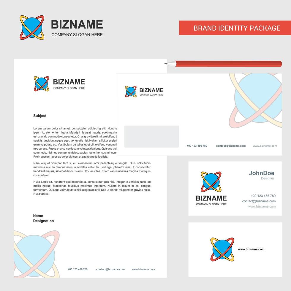 Globe Business Letterhead Envelope and visiting Card Design vector template
