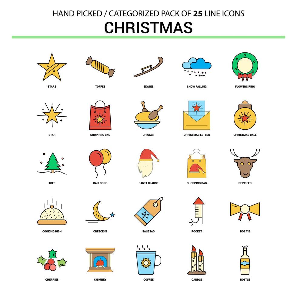 Christmas Flat Line Icon Set Business Concept Icons Design vector