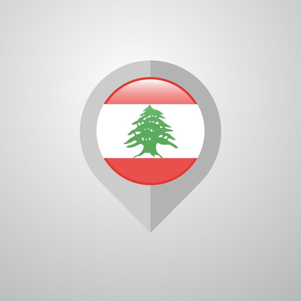 Puntero de navegación de mapa con vector de diseño de bandera de Líbano