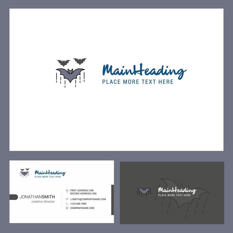 Bat Logo design with Tagline Front and Back Busienss Card Template Vector Creative Design