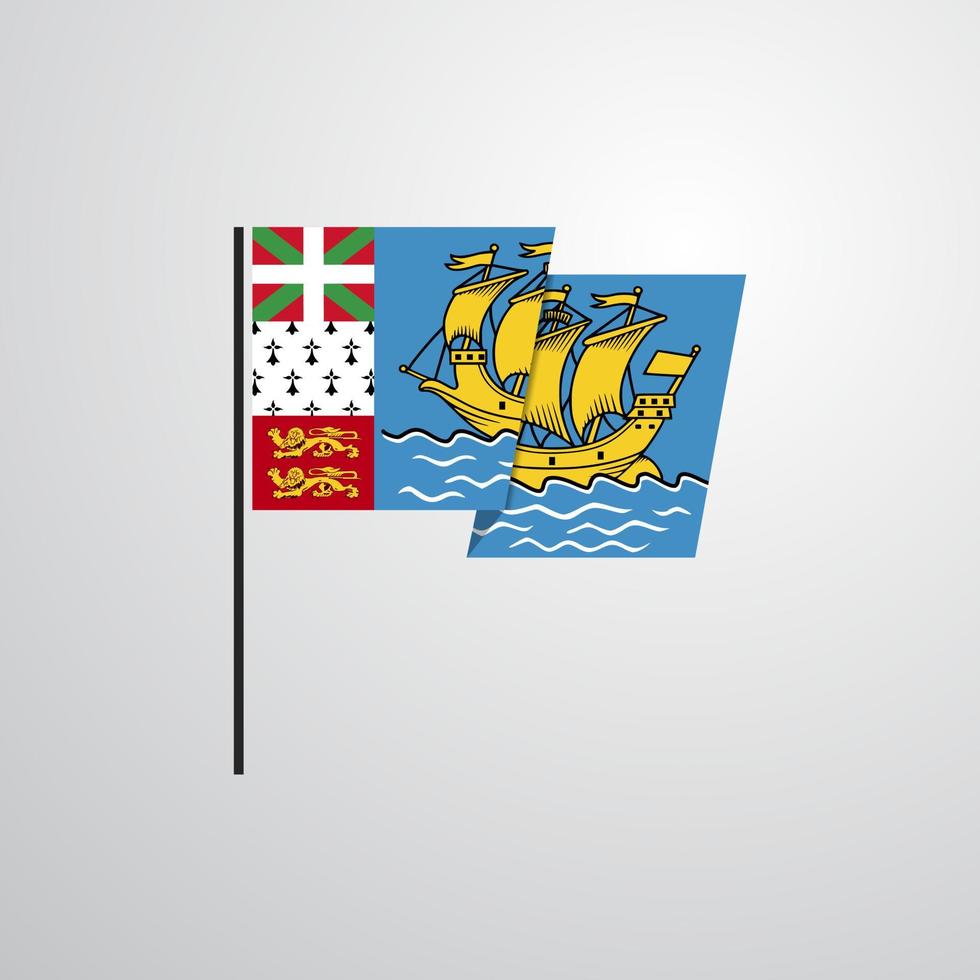 Saint Pierre and Miquelon waving Flag design vector