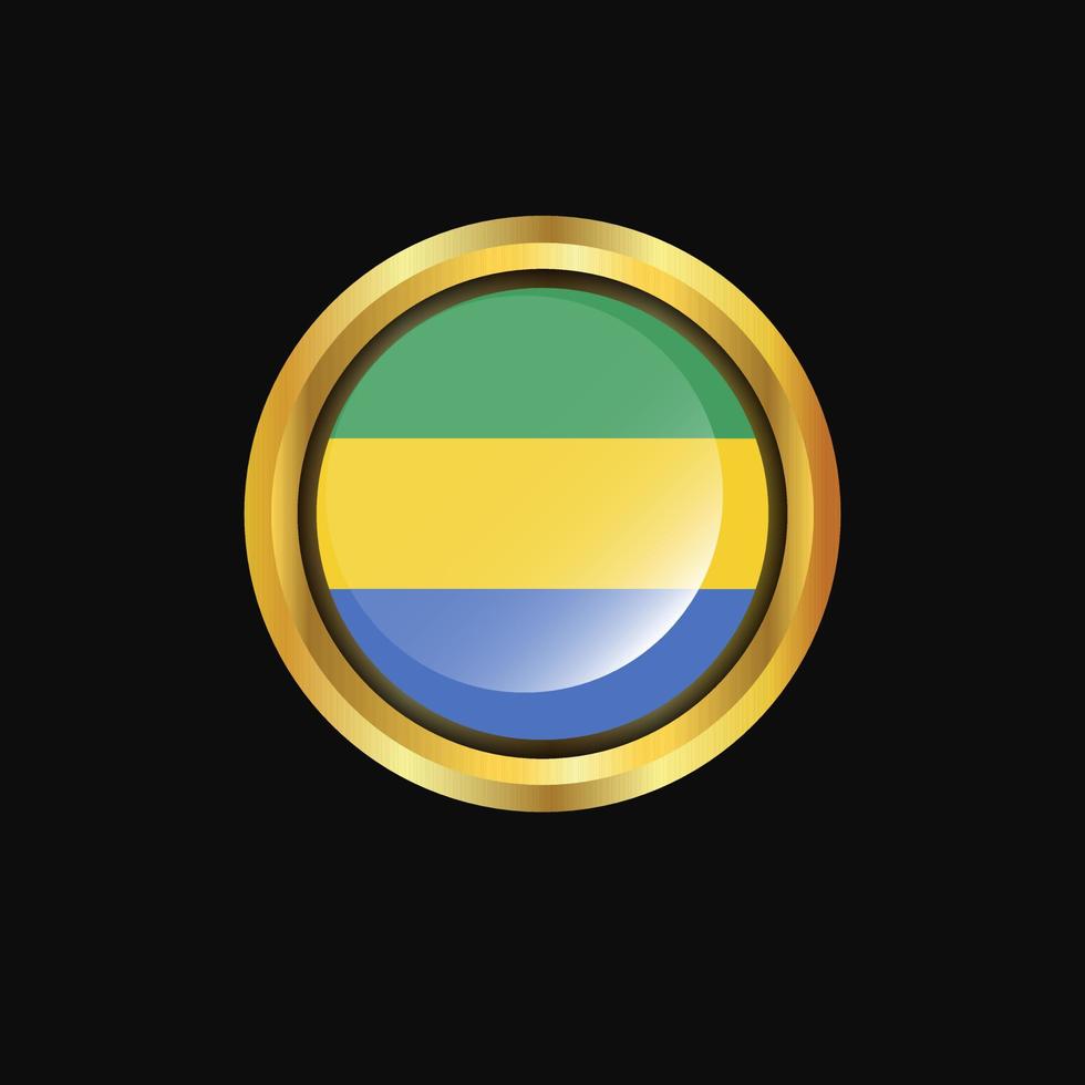Gabon flag Golden button vector