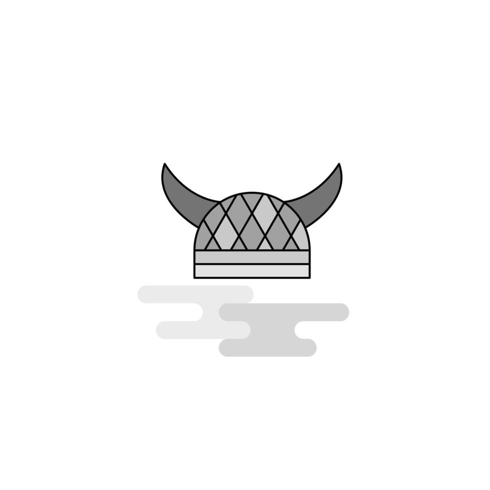 Helmet Web Icon Flat Line Filled Gray Icon Vector