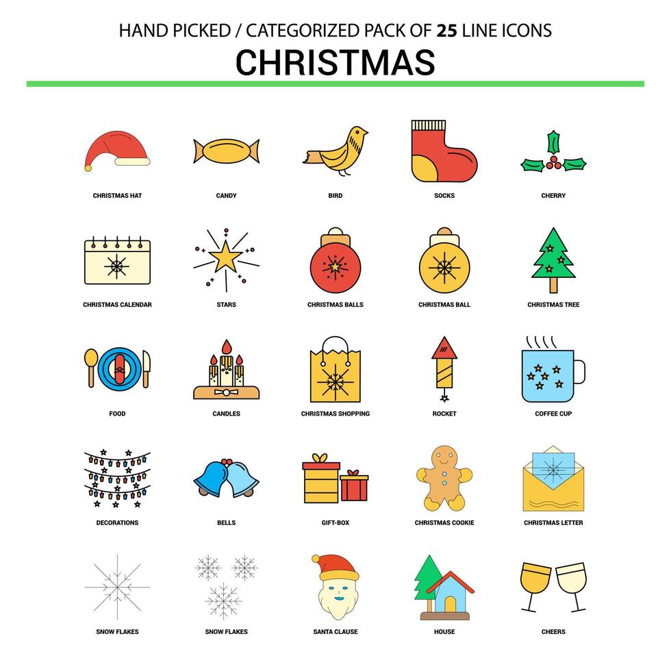 Christmas Flat Line Icon Set Business Concept Icons Design vector