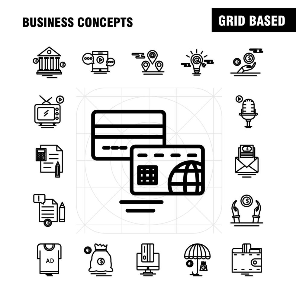 iconos de línea de conceptos de negocio establecidos para infografía kit uxui móvil y diseño de impresión incluyen archivo de documento texto archivo de texto idea bulbo colección de destino logotipo y pictograma infográfico moderno vector