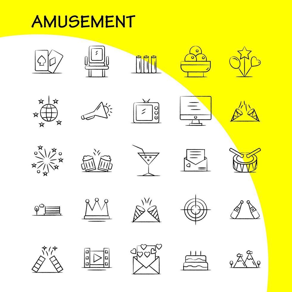 Amusement Hand Drawn Icon for Web Print and Mobile UXUI Kit Such as Monitor Screen Play Media Amusement Park Confetti Confetti Pictogram Pack Vector
